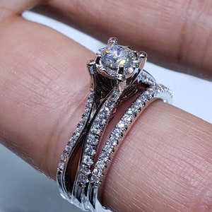 14 k Weißgold Diamant-Verlobungsring /wedding gesetzt