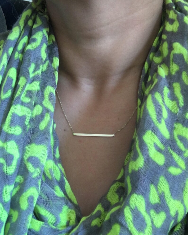 Bar Necklace in 14k Yellow Gold/ Handmade/ Necklace/ Solid Etsy