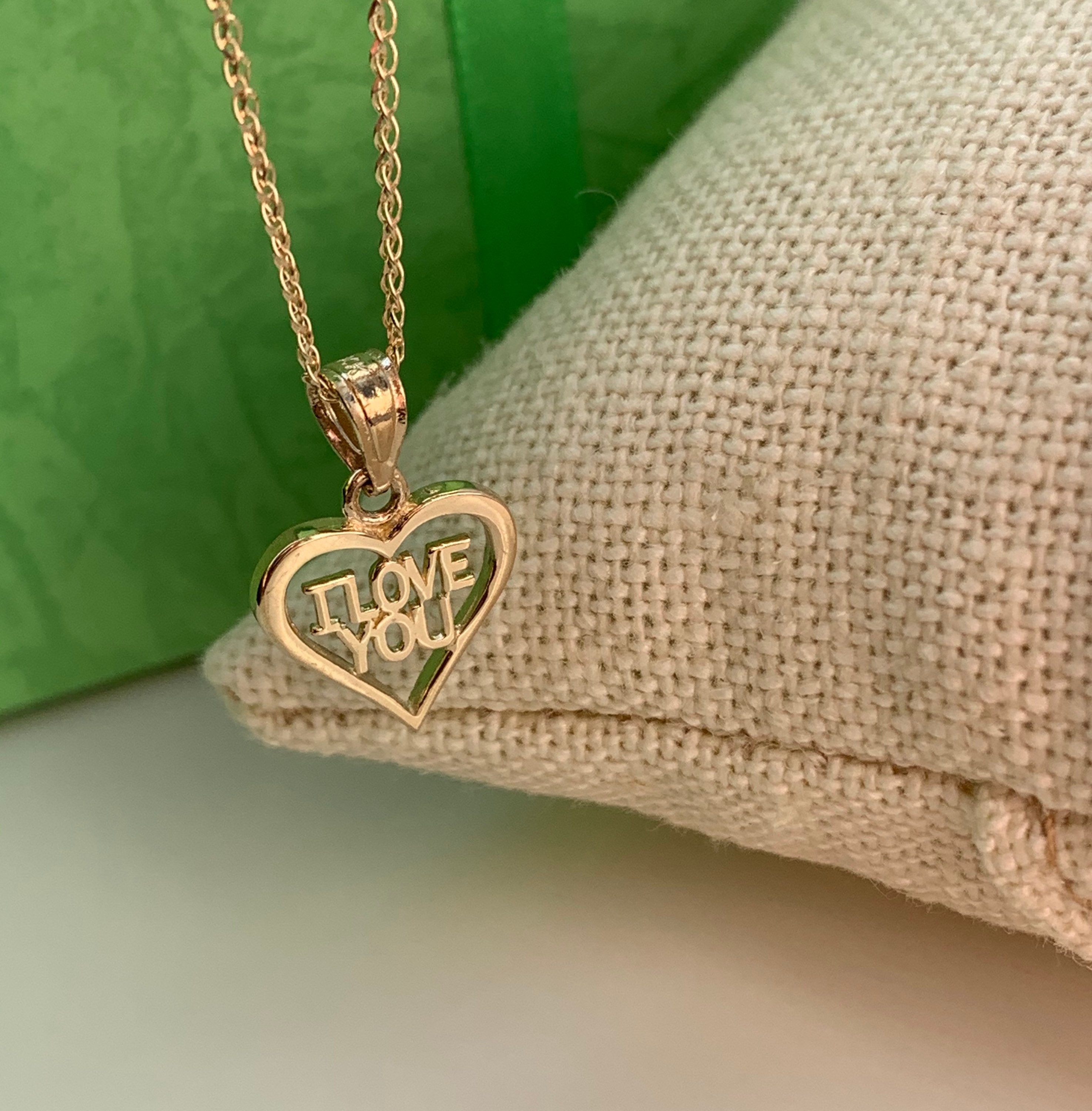 14k Yellow Gold I love you Pendant Necklace  Etsy