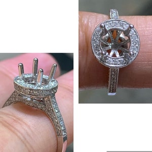 14k White Gold Halo Semi-Mount Diamond Engagement Ring