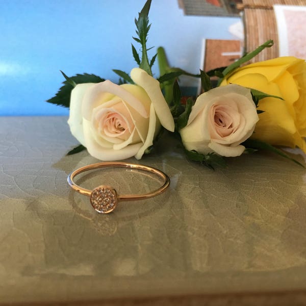 14k Rose Gold Dainty Diamond Ring