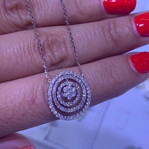 14K ホワイトゴールド ダイヤモンド ペンダントネックレス