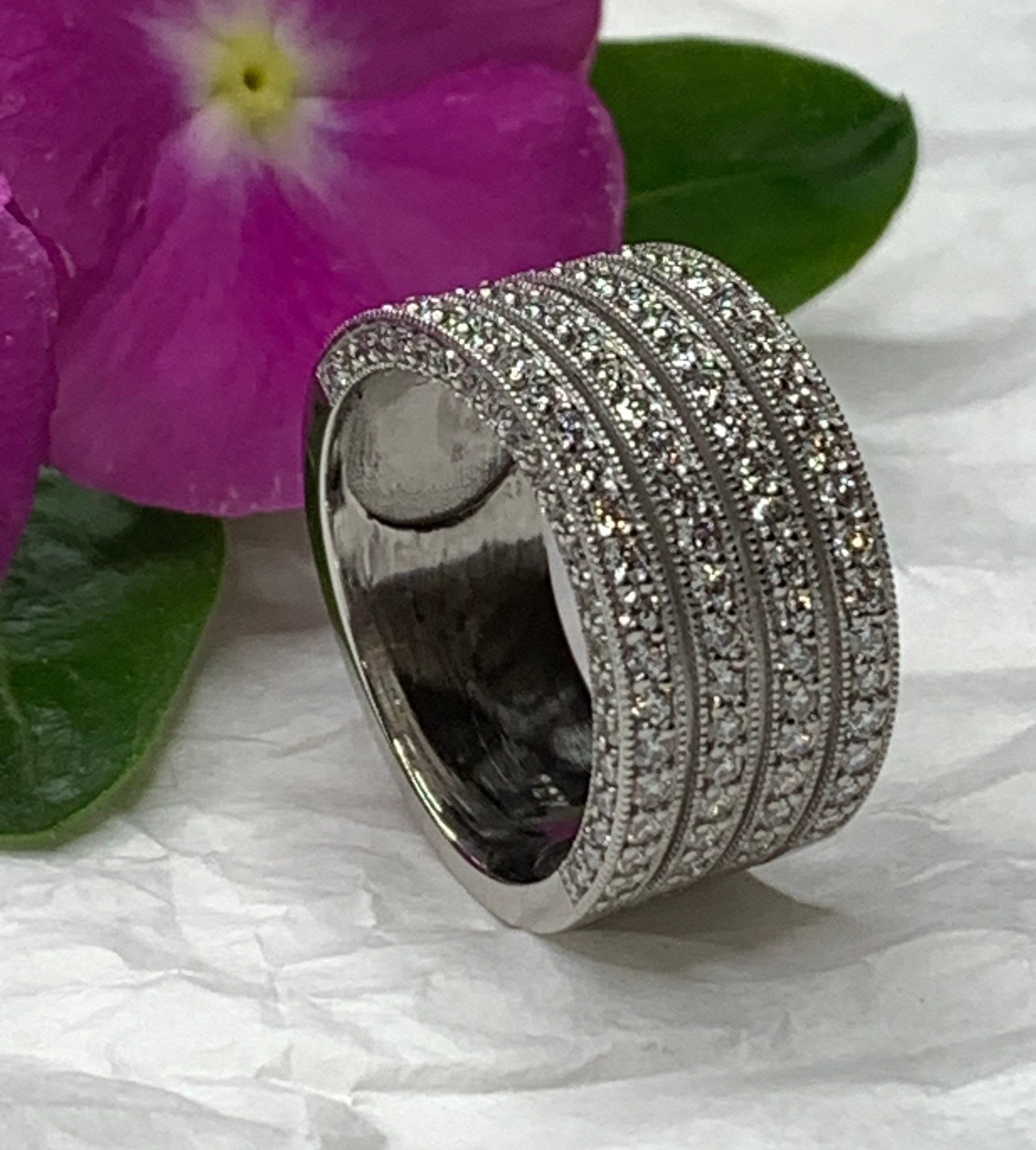 Thick Wedding Band or Anniversary Diamond Ring Etsy