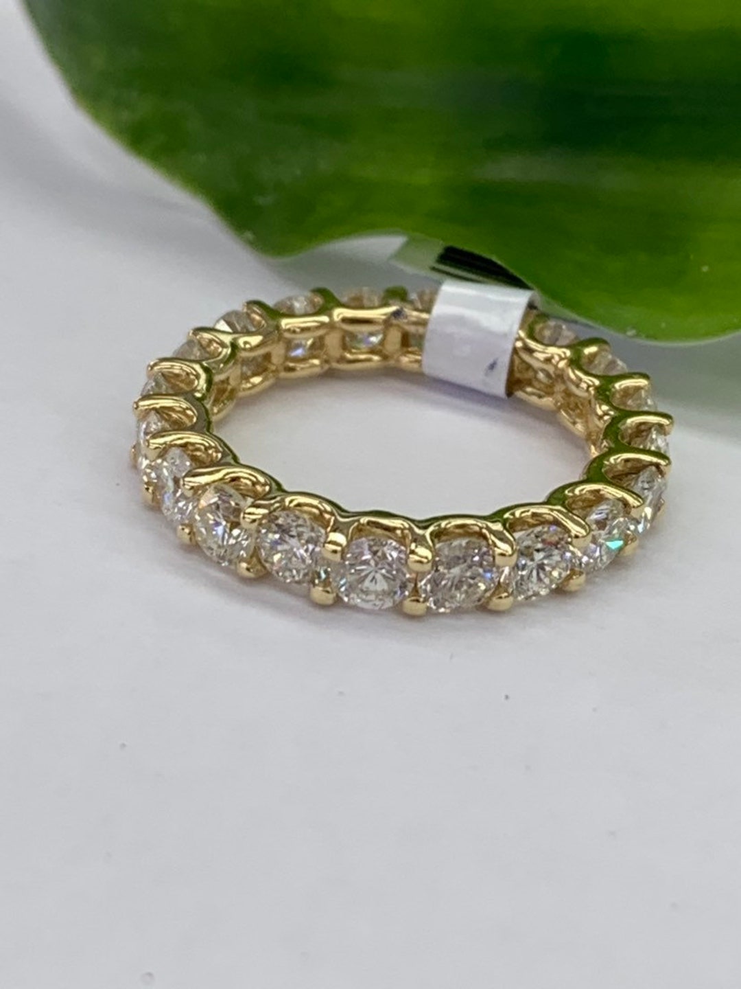 14k Yellow Gold Eternity Diamond Wedding Band - Etsy
