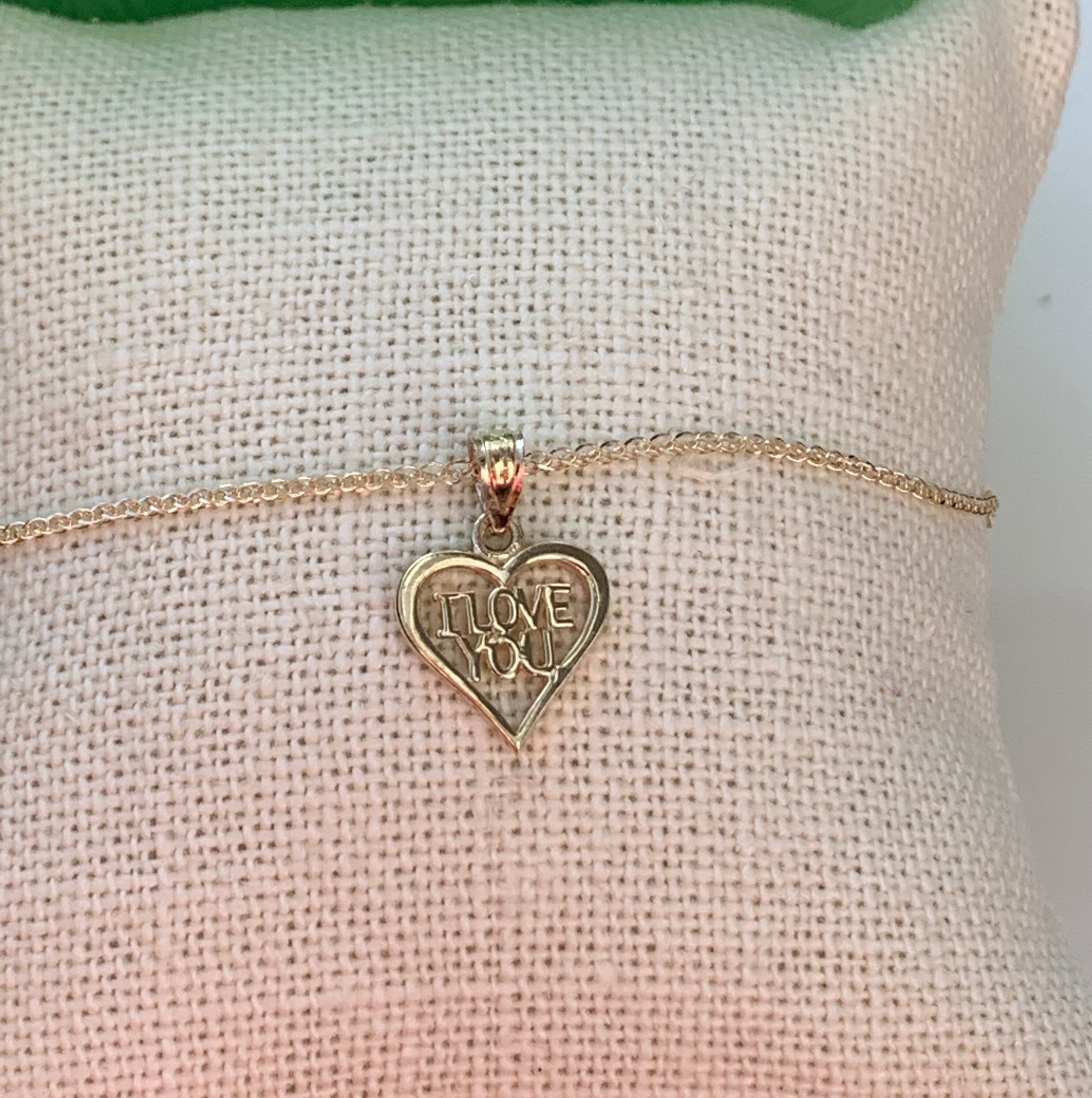14k Yellow Gold I love you Pendant Necklace  Etsy