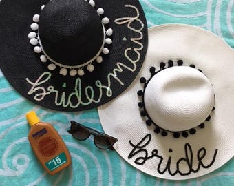 Bride Floppy Hats | Bridesmaid Floppy Hat | Bachelorette Party Floppy Hats | Bridal Party Hats