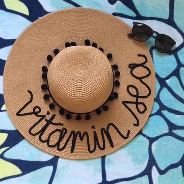 Vitamin Sea Floppy Hat | Floppy Sun Hat | Saying Summer Hat| Sequin Floppy Hat | Floppy Hat