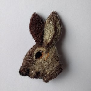 Hare/rabbit needle felted brooch