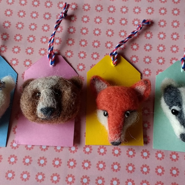 Beautiful needle- felted animal face brooches