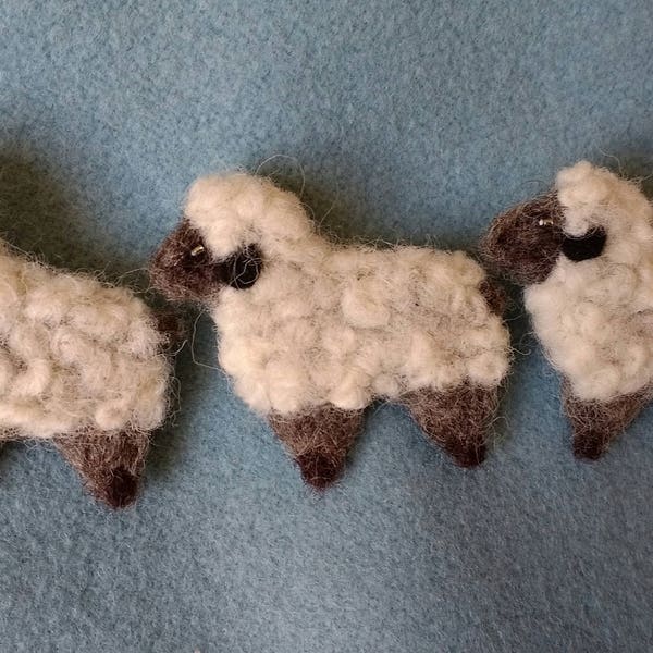 Needle-felted sheep brooch