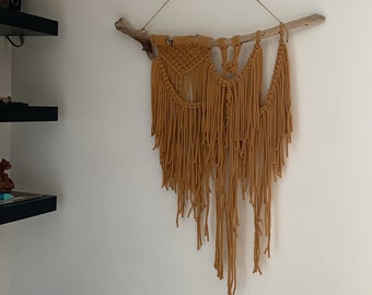 Mustard Yellow Macramé with Driftwood