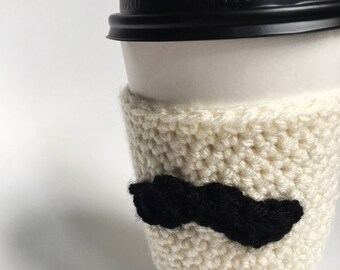 Coffee Cozy // Coffee Sleeve // Hot or Cold // Mustache