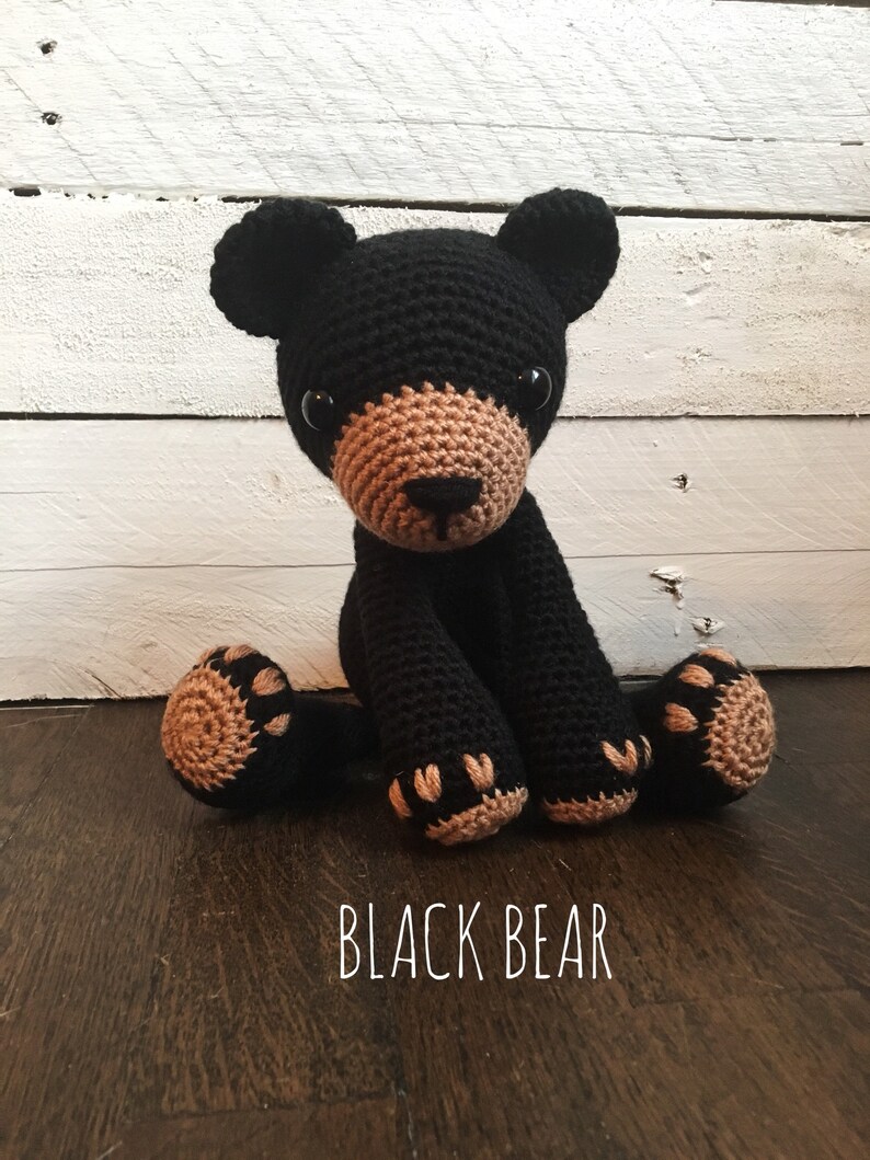 Teddy Bear // Amigurumi // Stuffed Toy // Nursery Decor // Made to Order Black Bear