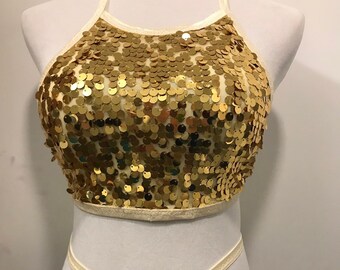 Pot o'Gold Multiple-Way Sequin Top | Gold Sequins | Gold | St Patrick's Day | Sheer Top | See Through Top | NYE Outfit | New Years Eve