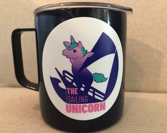 Sailing Unicorn mug - unicorn travel mug - reusable mug - travel mug - unicorn mug - tea mug - hasher vessel - insulated mug - coffee mug