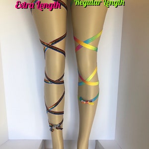Leg Wraps , Rainbow Leg Wraps , Garter Leg Wraps , Rave Outfit , Pride Outfit , Stay Up Leg Wraps , Non Slip Leg Wraps