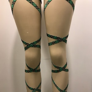 Plaid Leg Wraps, Schooolgirl Leg Wraps, Garter Leg Wraps, Rave Outfit, St. Patrick&#39;s Outfit, Stay Up Leg Wraps, Non Slip Leg Wraps