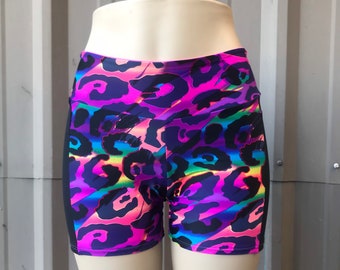 Rainbow Leopard Booty Shorts | Womens shorts | rave shorts | PRIDE | leopard print | animal print | bike shorts | yoga shorts |