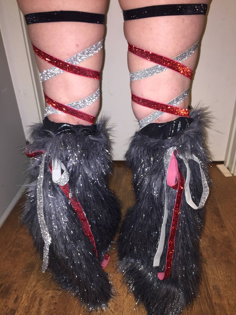 Fur Leg Warmers Fluffies Sparkle Tinsel Fluffies Leg Etsy