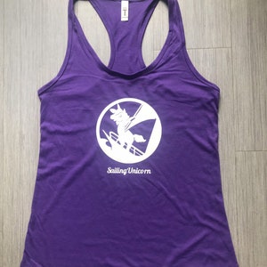 Sailing Unicorn racerback tank tank top unicorn tank top sailing tank top womens tank top soft tank top slim fit tank Purple