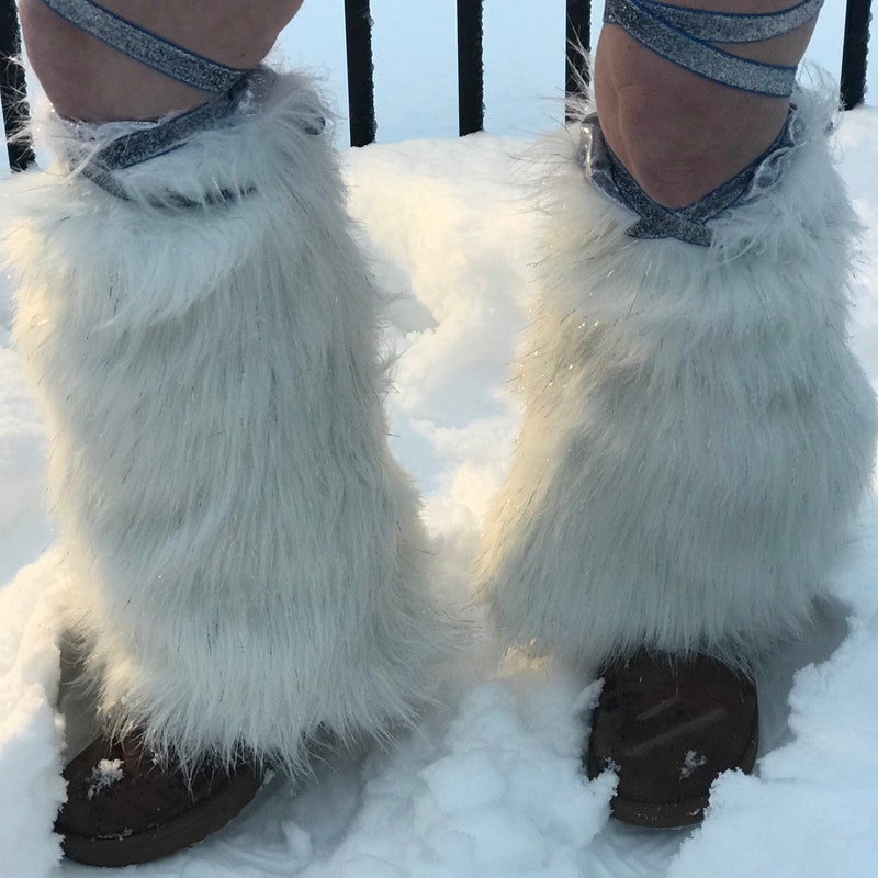 Token Fluffy Faux Fur Leg Warmers Tan main image 1