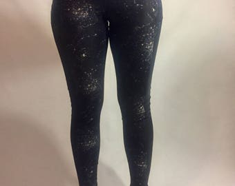 Black Galaxy Leggings | Pocket Leggings | Yoga Leggings | Black Leggings | Wide Waistband | Women's leggings | Panel leggings | leggings