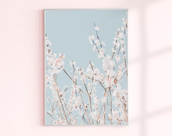 Cerezo imprimible primavera pared decoración descarga instantánea Sakura flor flores digital minimalista arte luz y aireado regalo del día de la madre