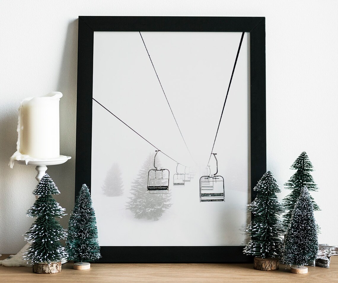 SET OF 3 Ski Lift Printable Wall Decor Winter Skiing Snowy - Etsy