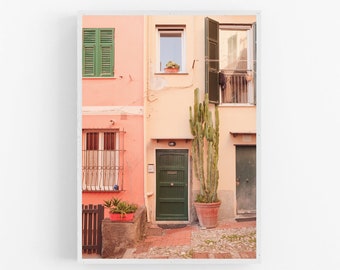 Liguria Italy Travel Print Printable Wall Art Digital Instant Download Mediterranean Italian Houses Windows Wall Summer Interior Decor Photo