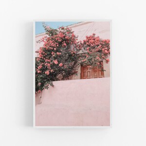 Printable Bougainvillea Pastel Pink Print Wall Art Digital Download Boho Iterior Greece Mediterranean Greek Flowers Travel Summer Poster