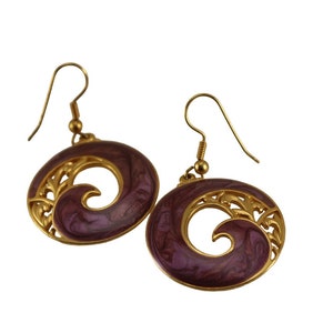 Berebi Earrings Dangle Purple Iridescent Swirls