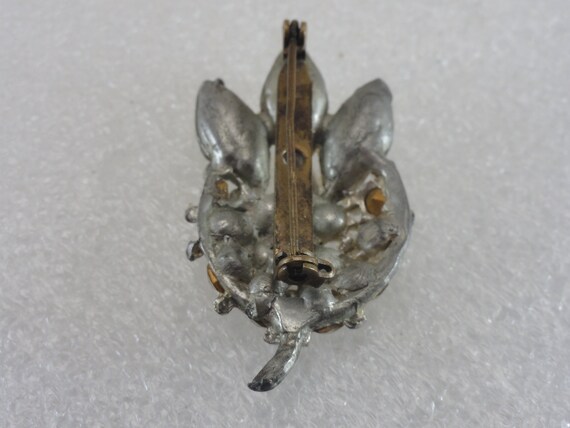 Pot Metal Diamante Brooch Rhodium Plate - image 4