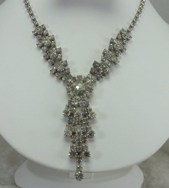 Art Deco Lavalier Bridal Necklace 1970's Revival … - image 7