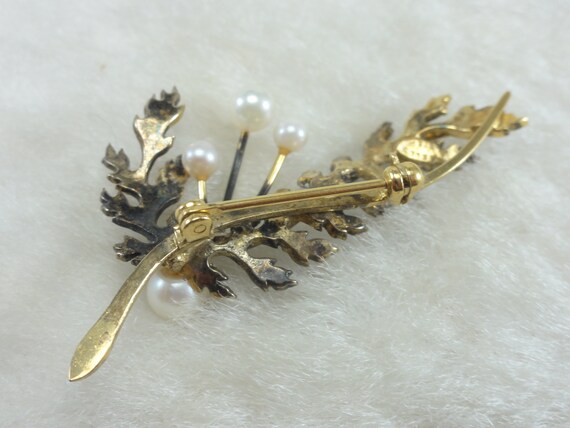 Sterling Pearl Brooch By Wells Gold Gilt - image 3