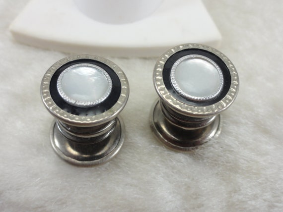 Antique Mother of Pearl Cufflinks Snap Link 1920's - image 1