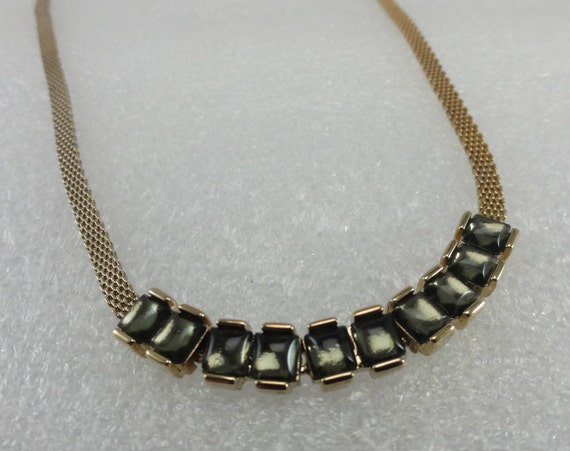 Thin Mesh Necklace with Textured Magnetic Clasp Brass | Gold Clasp / 16 Inches