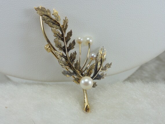 Sterling Pearl Brooch By Wells Gold Gilt - image 5