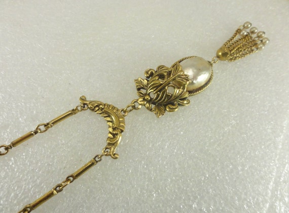 Rare Goldette Victorian Lavalier Barouqe Glass Pe… - image 5