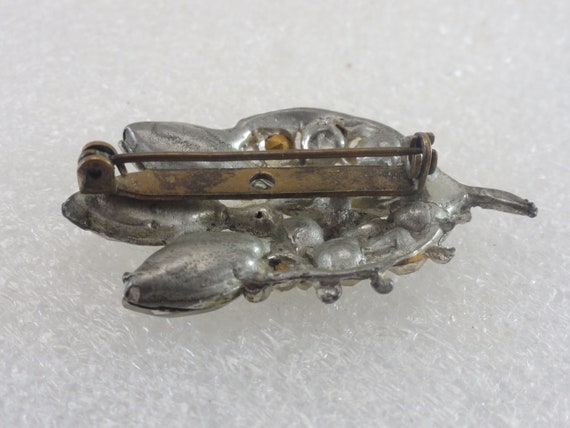 Pot Metal Diamante Brooch Rhodium Plate - image 6