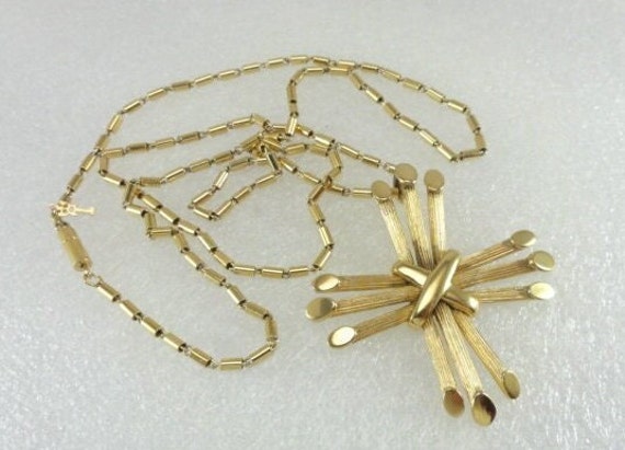 Crown Trifari Cross Necklace Abstract 1960's - image 1