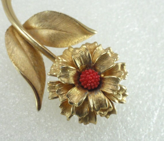 Red Marvella Brooch Tiered Dimensional - image 10