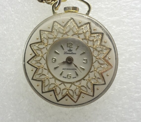 Landau Watch Necklace Starburst Face Reversible - image 1