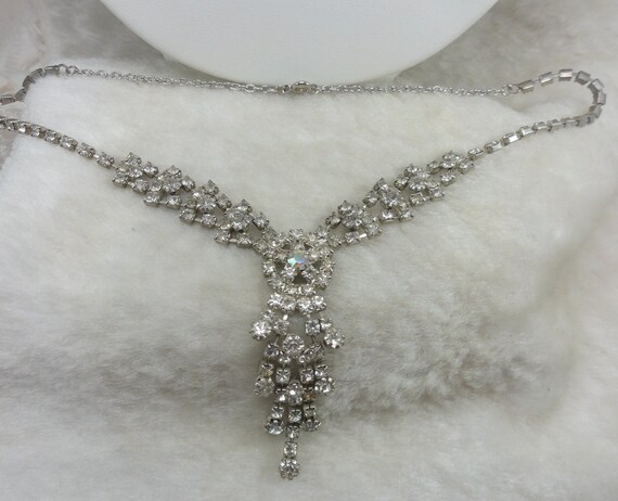 Art Deco Lavalier Bridal Necklace 1970's Revival … - image 4