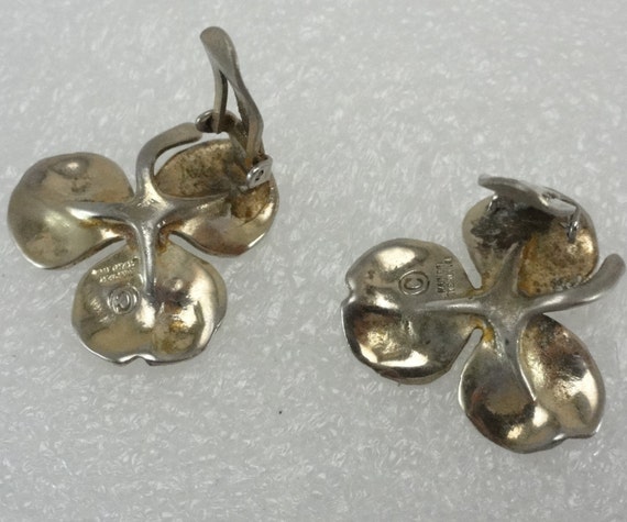 Napier Sterling Shamrock Earrings Rare Patented - image 9