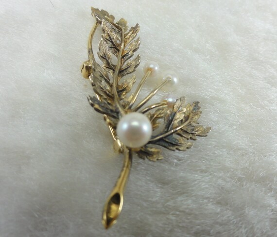 Sterling Pearl Brooch By Wells Gold Gilt - image 6