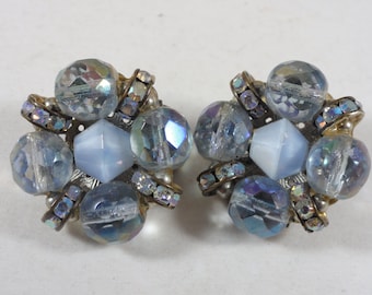 Hobe Earrings Blue Crystal AB with Rondelles