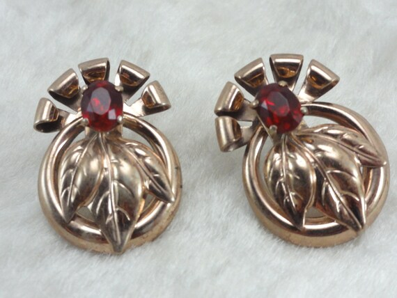 Sterling 1930's Art Nouveau Earrings Rose Gold - image 6