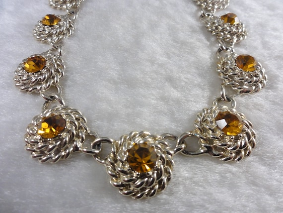 Coro Statement Necklace Vintage Coro Amber Stone S