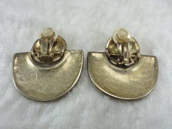 Pave Encrusted Earrings Articulated Art Deco 1980… - image 3