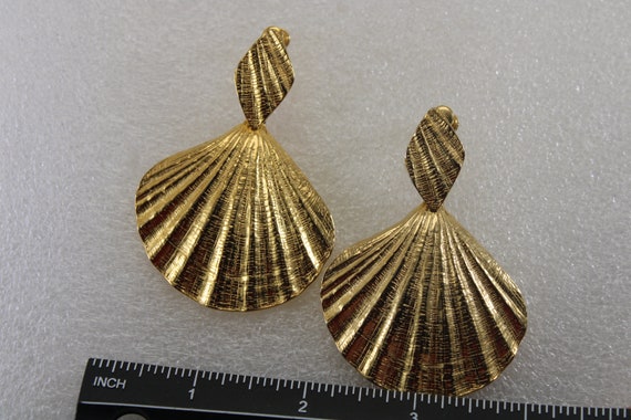 Scallop Earrings Huge Dangles Vintage - image 9